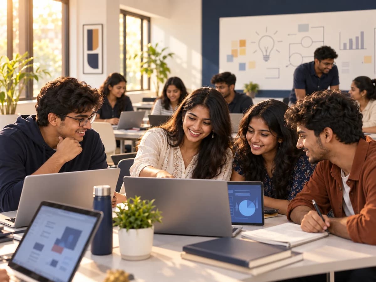 AI-generated illustrative college-student workshop